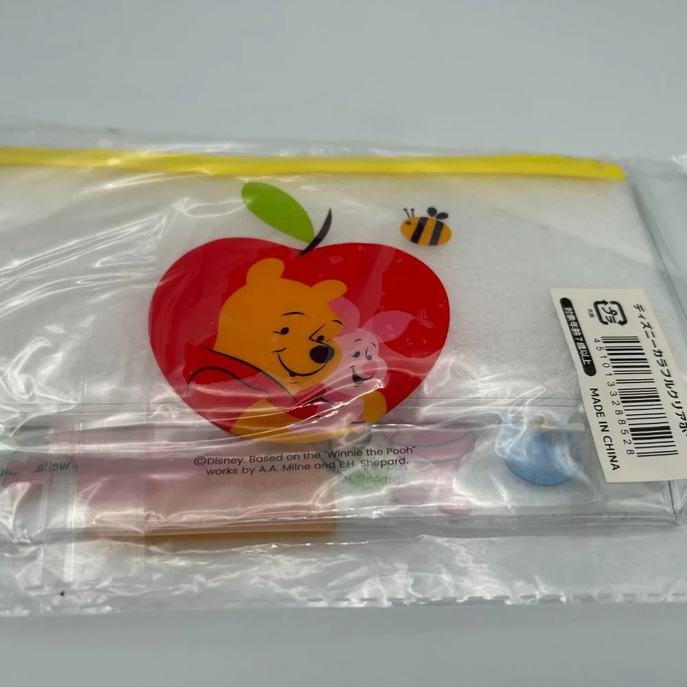 Disney Winnie the Pooh Pencil Pen Stationery Transparent Case Pouch New Sealed